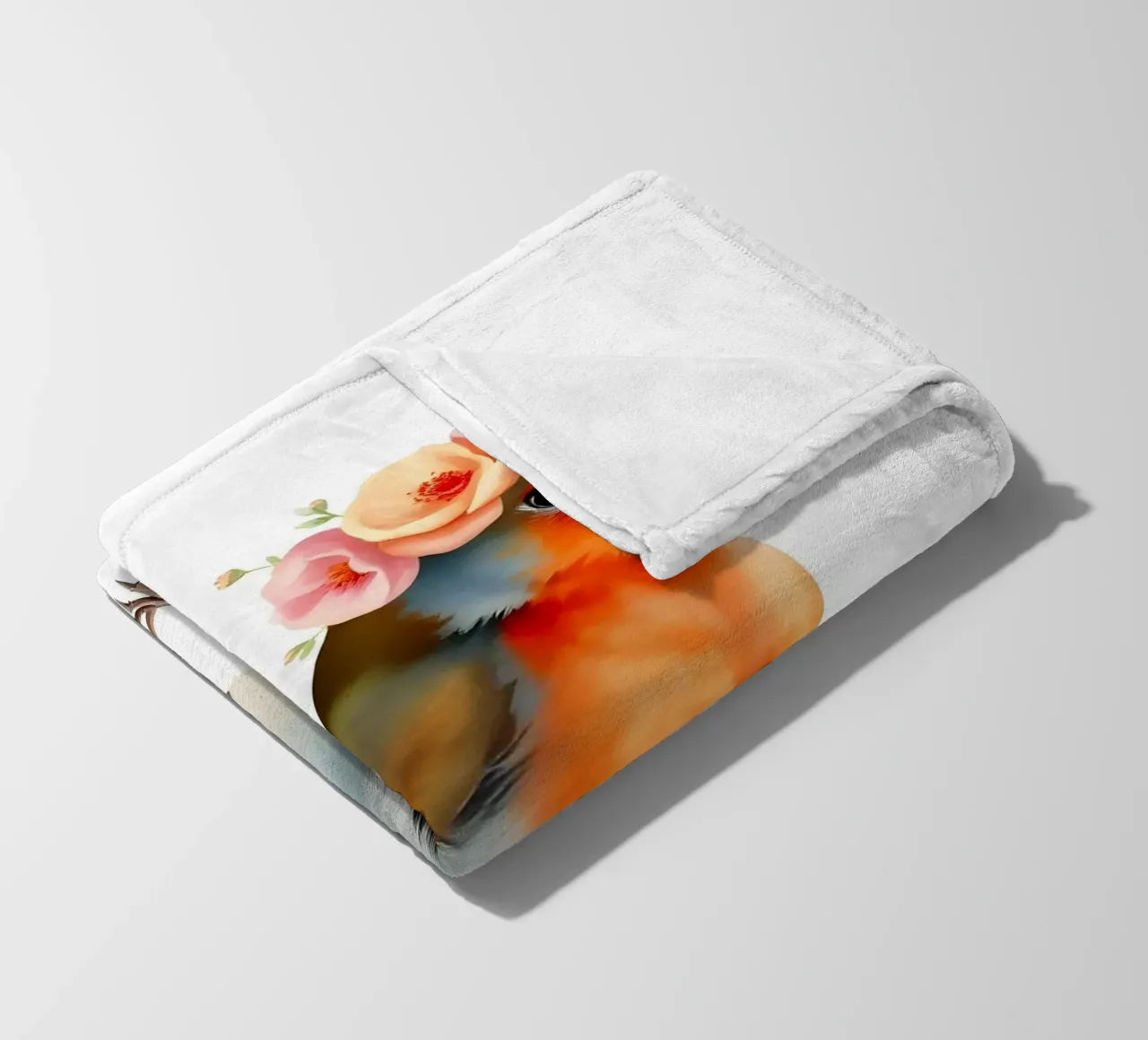 Pettirosso con corona floreale coperta in pile da ARTOMATIC