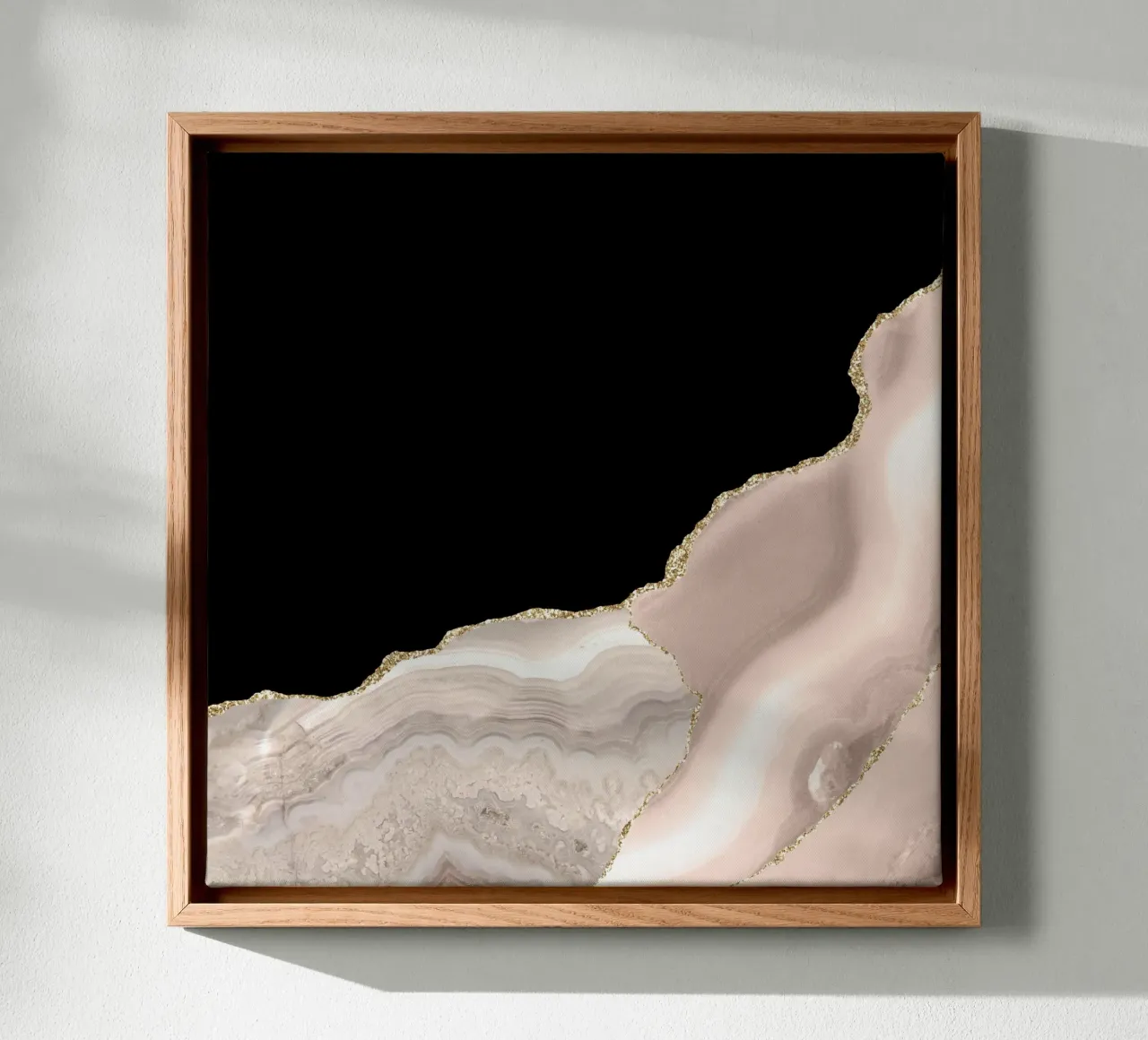 Ivory & Gold Agate Texture 04 canvas with Floater frame by Gemstone Textures