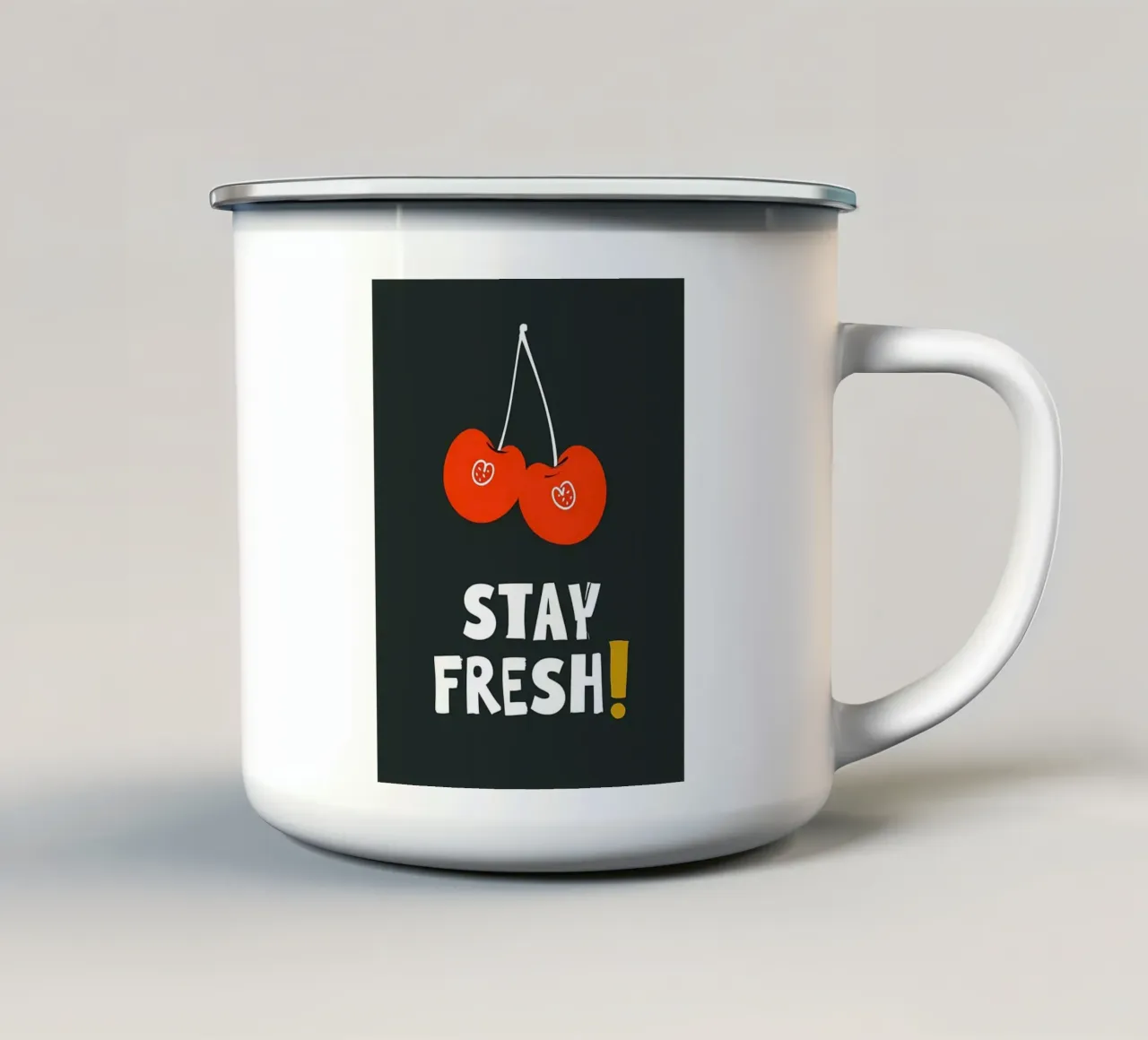 Ciliegie fresche tazza in smalto da inspirational quote