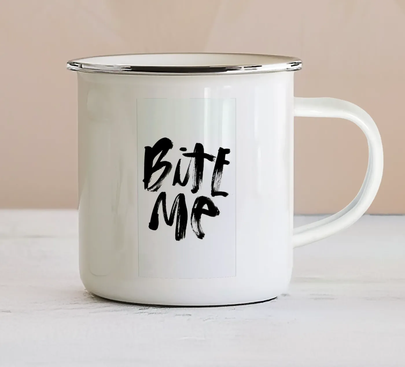 Bite Me enamel mug by Dead Language