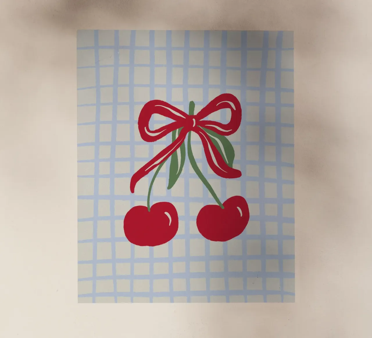 Coquette cherries on a grid pattern backlit film by Wackapacka
