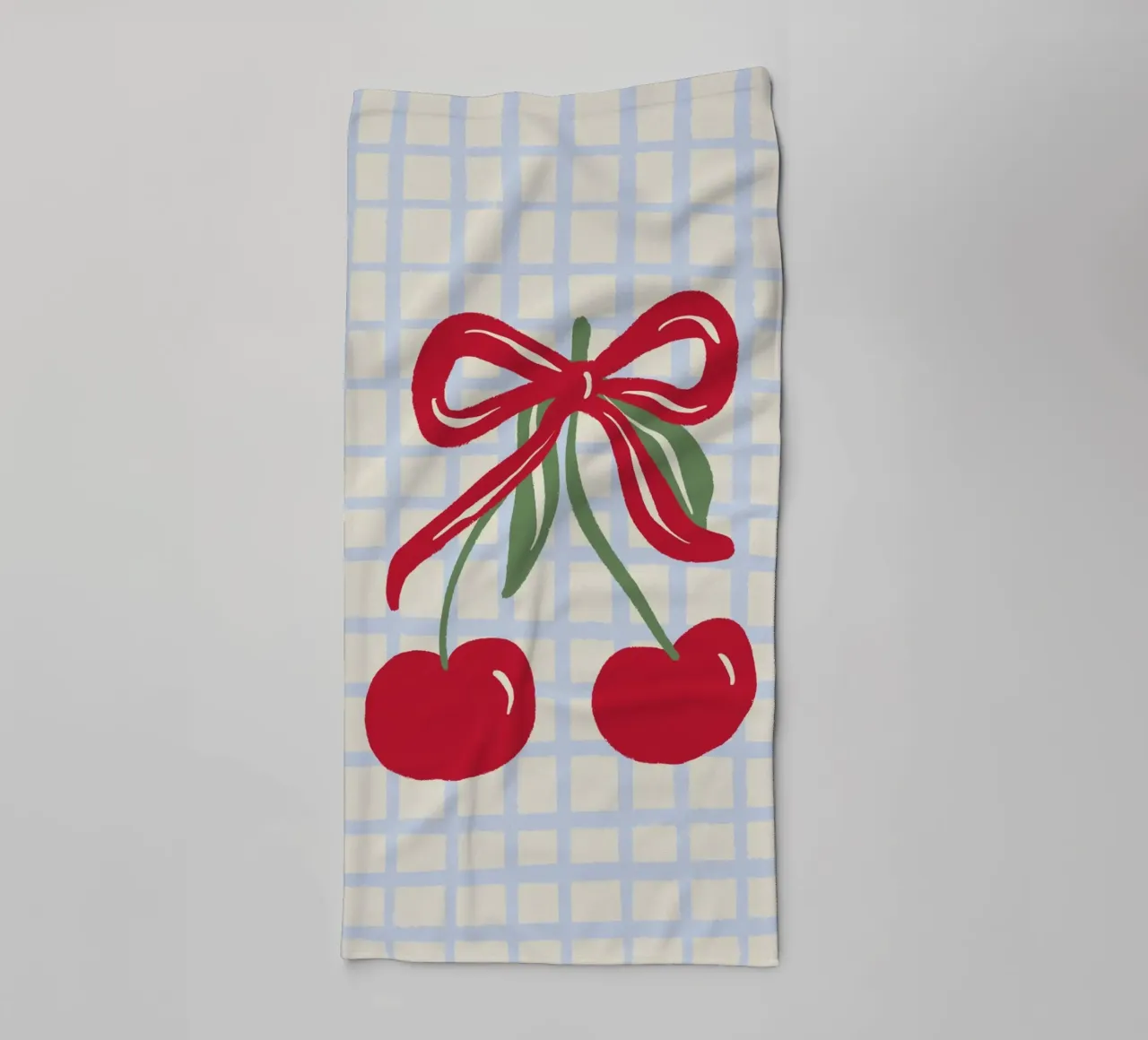 Coquette cherries on a grid pattern towel by Wackapacka