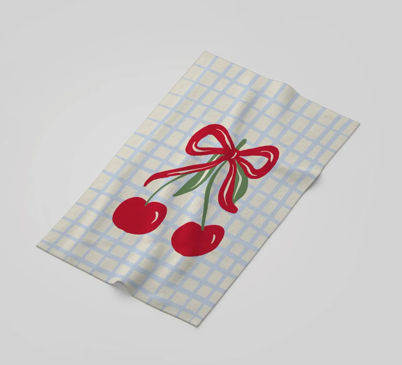 Coquette cherries on a grid pattern beach towel by Wackapacka