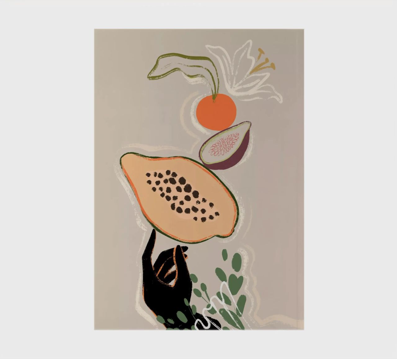 Balancing Fruits notebook by Arty Guava