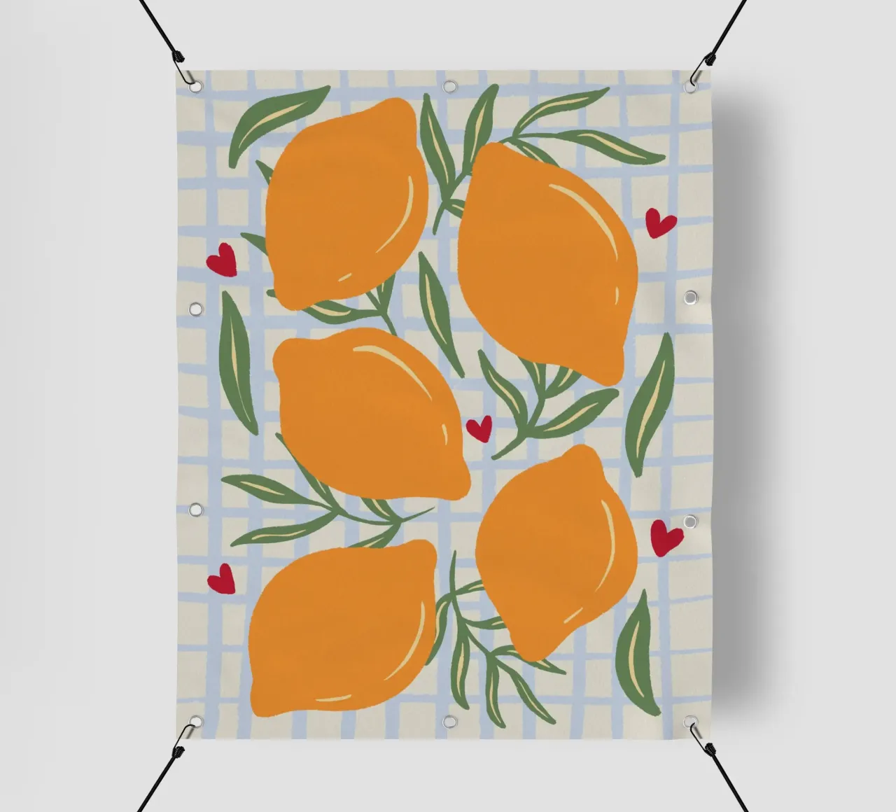 Lemons on a grid pattern pvc cover by Wackapacka