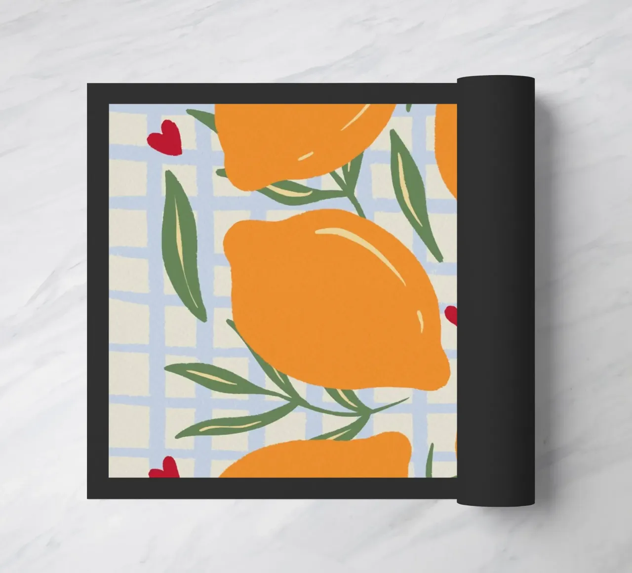 Lemons on a grid pattern doormat by Wackapacka