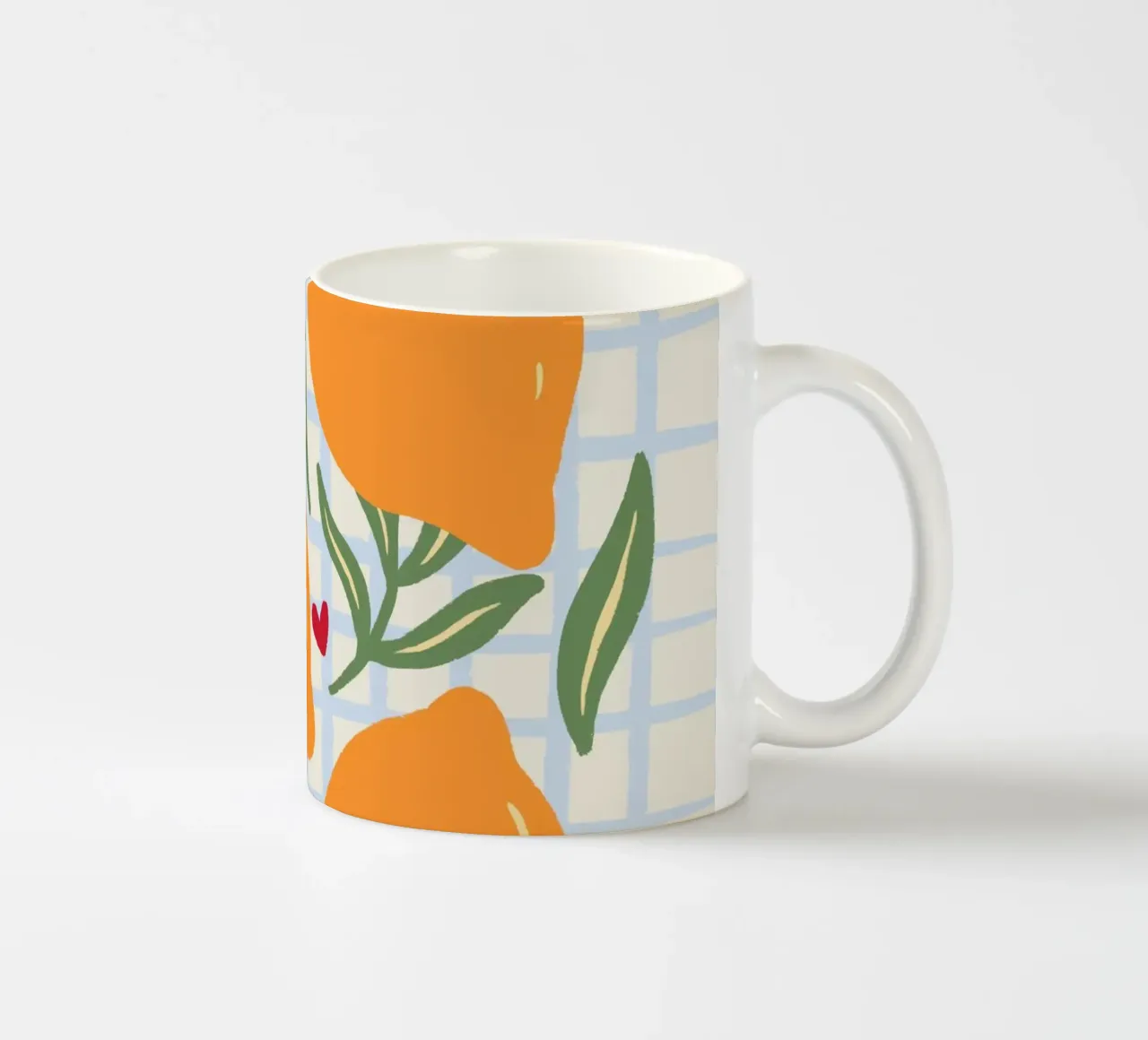 Lemons on a grid pattern ceramic mug by Wackapacka
