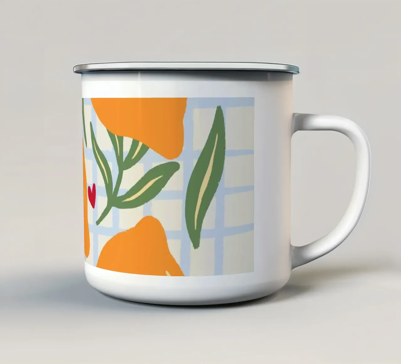 Zitronen auf einem Gittermuster Emaille Tasse von Wackapacka