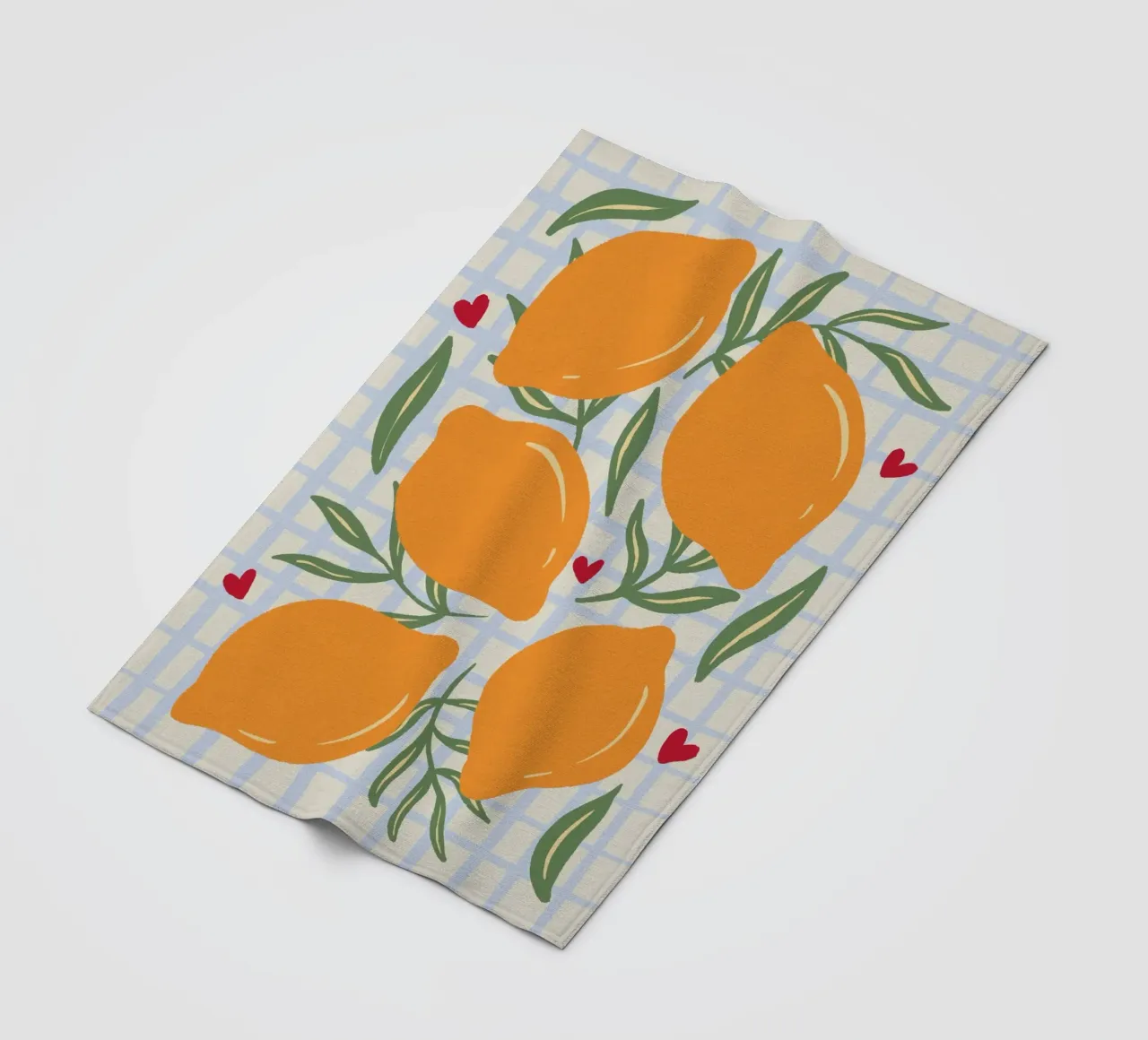 Lemons on a grid pattern fleece blanket by Wackapacka