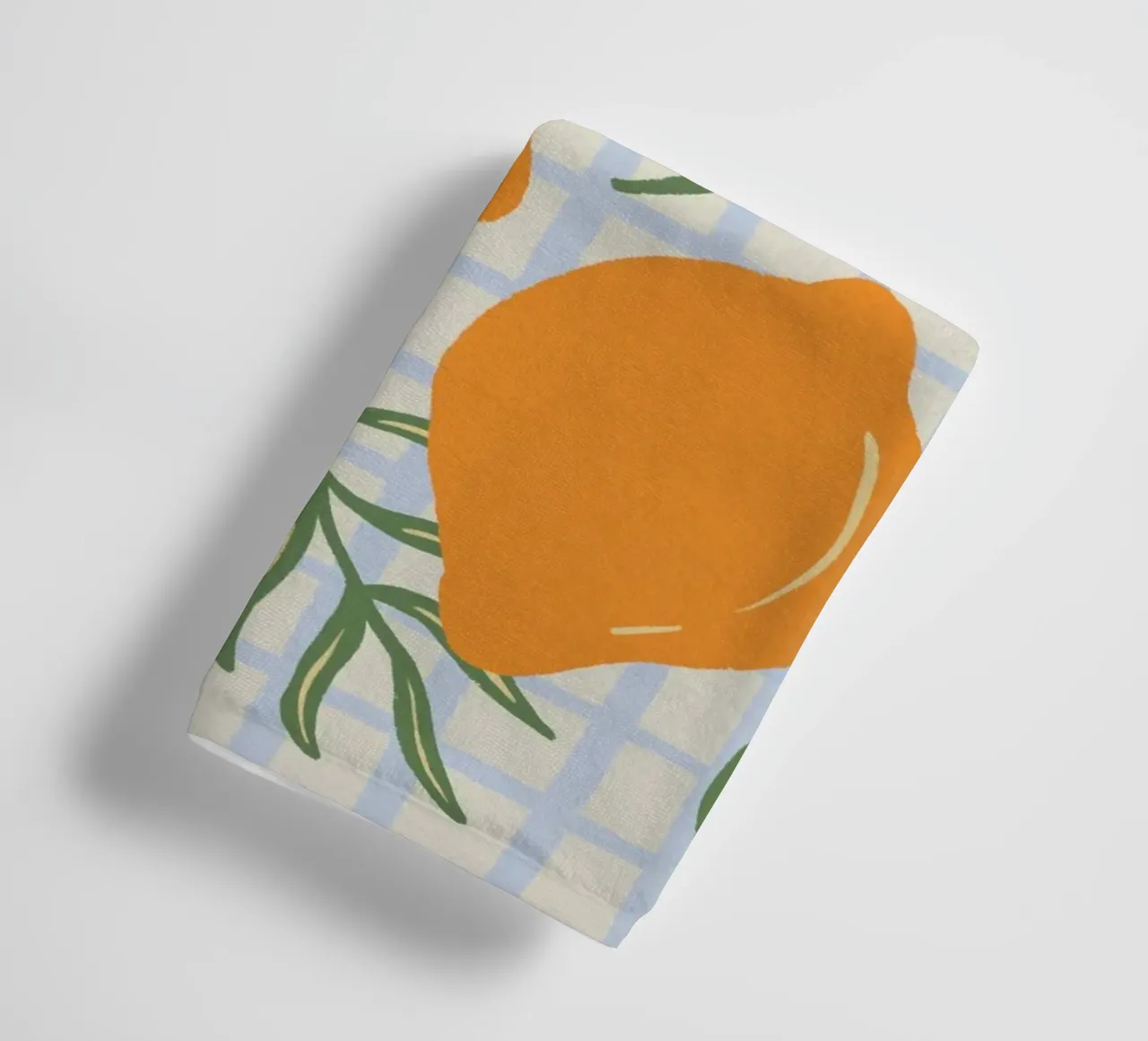 Lemons on a grid pattern towel by Wackapacka