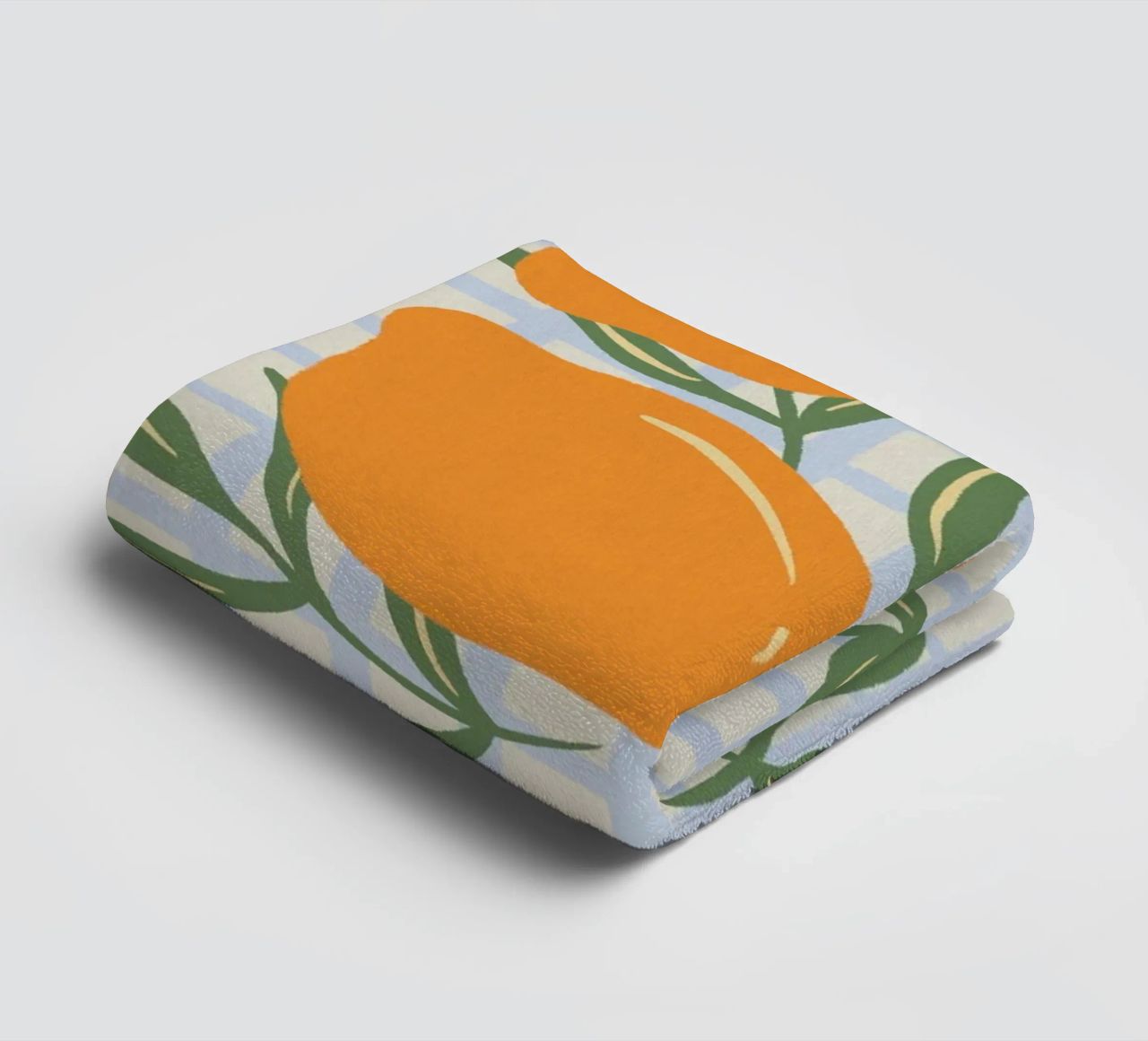 Lemons on a grid pattern towel by Wackapacka