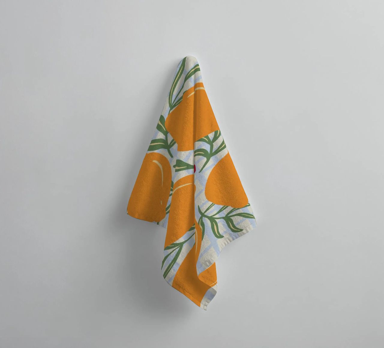 Lemons on a grid pattern towel by Wackapacka