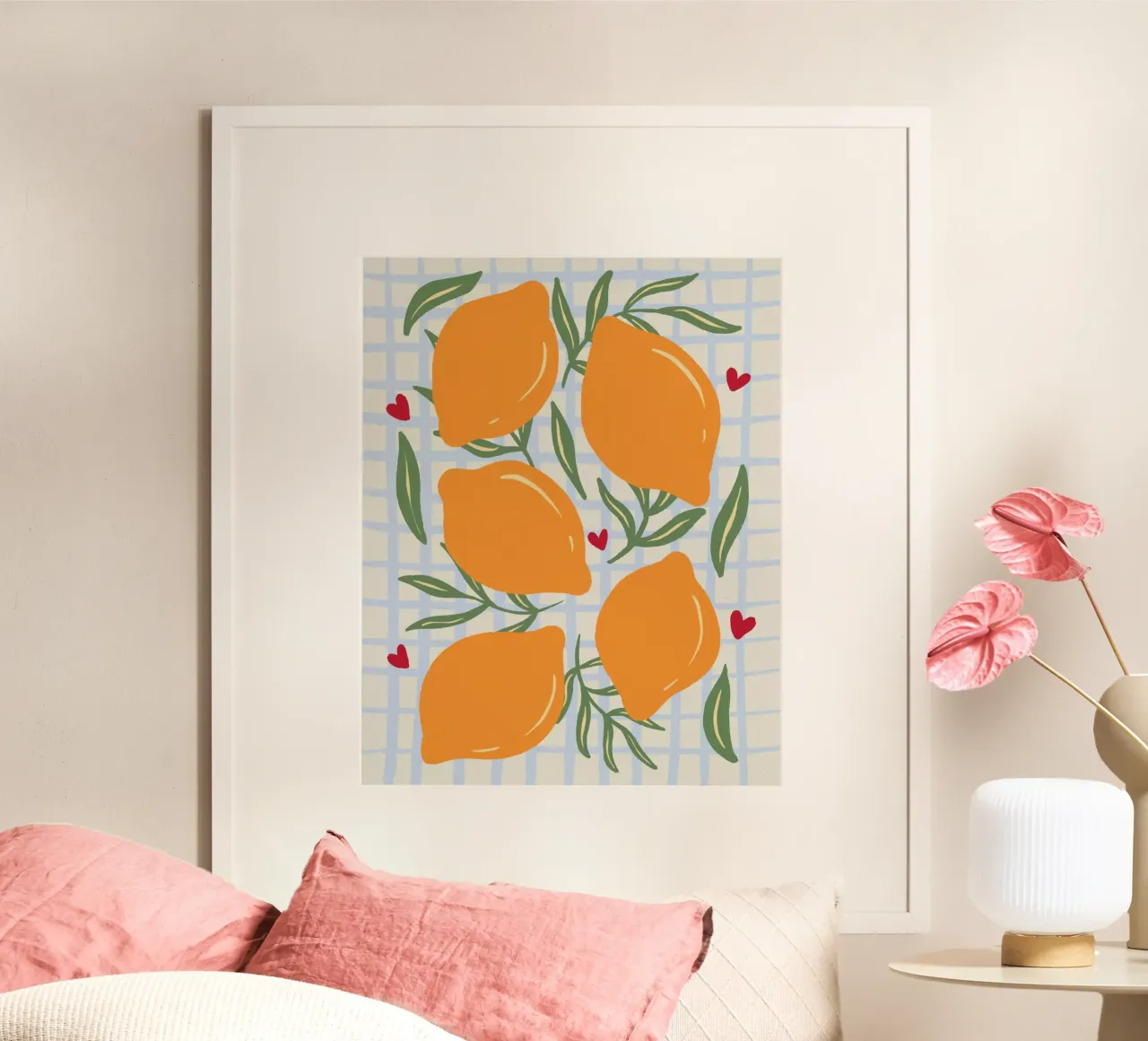 Lemons on a grid pattern hahnemühle by Wackapacka