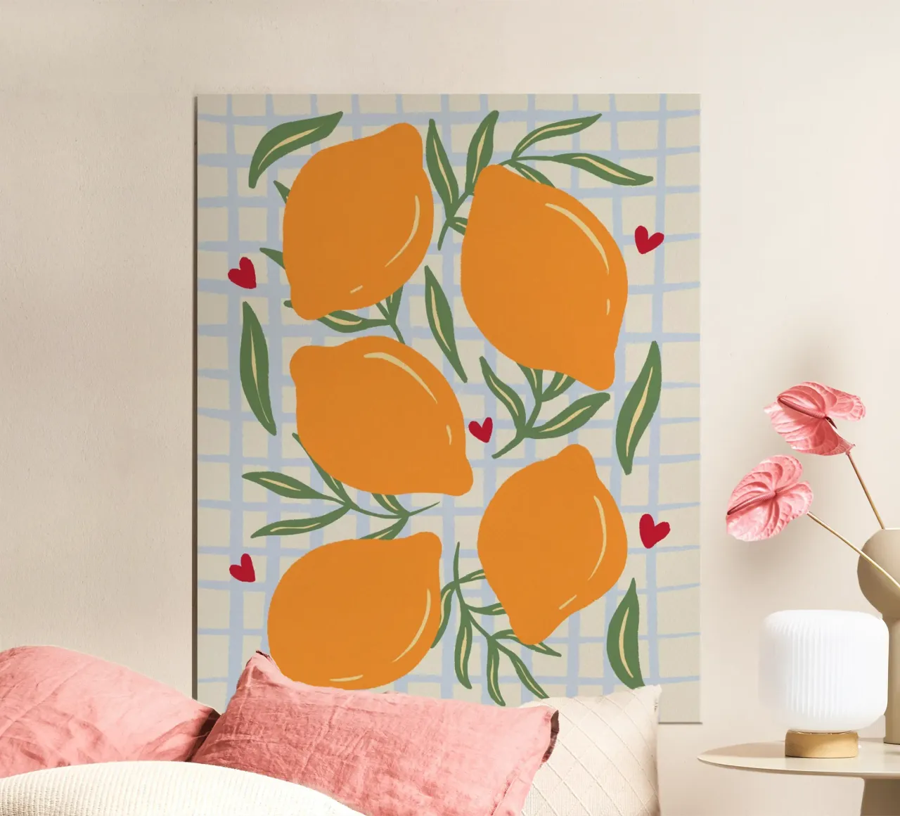 Lemons on a grid pattern hahnemühle by Wackapacka