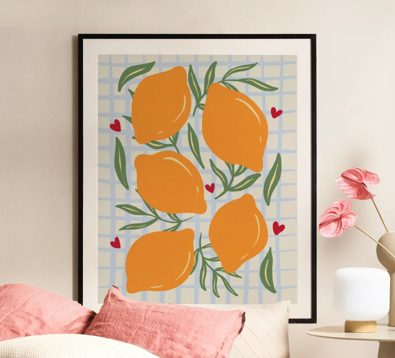 Lemons on a grid pattern hahnemühle by Wackapacka