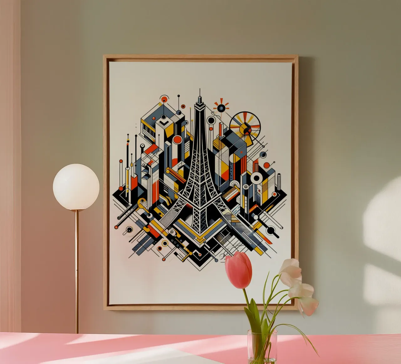 Torre Eiffel Parigi Stile Bauhaus tela con Cornice a cassetta da ARTOMATIC