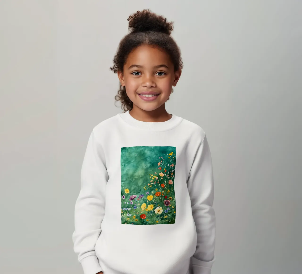Prato verde con fiori felpa bambino da Justyna Jaszke JBJart