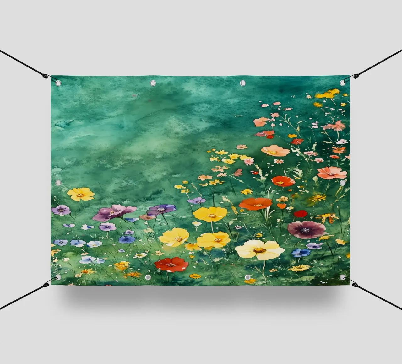 Prato verde con fiori telo in pvc da Justyna Jaszke JBJart