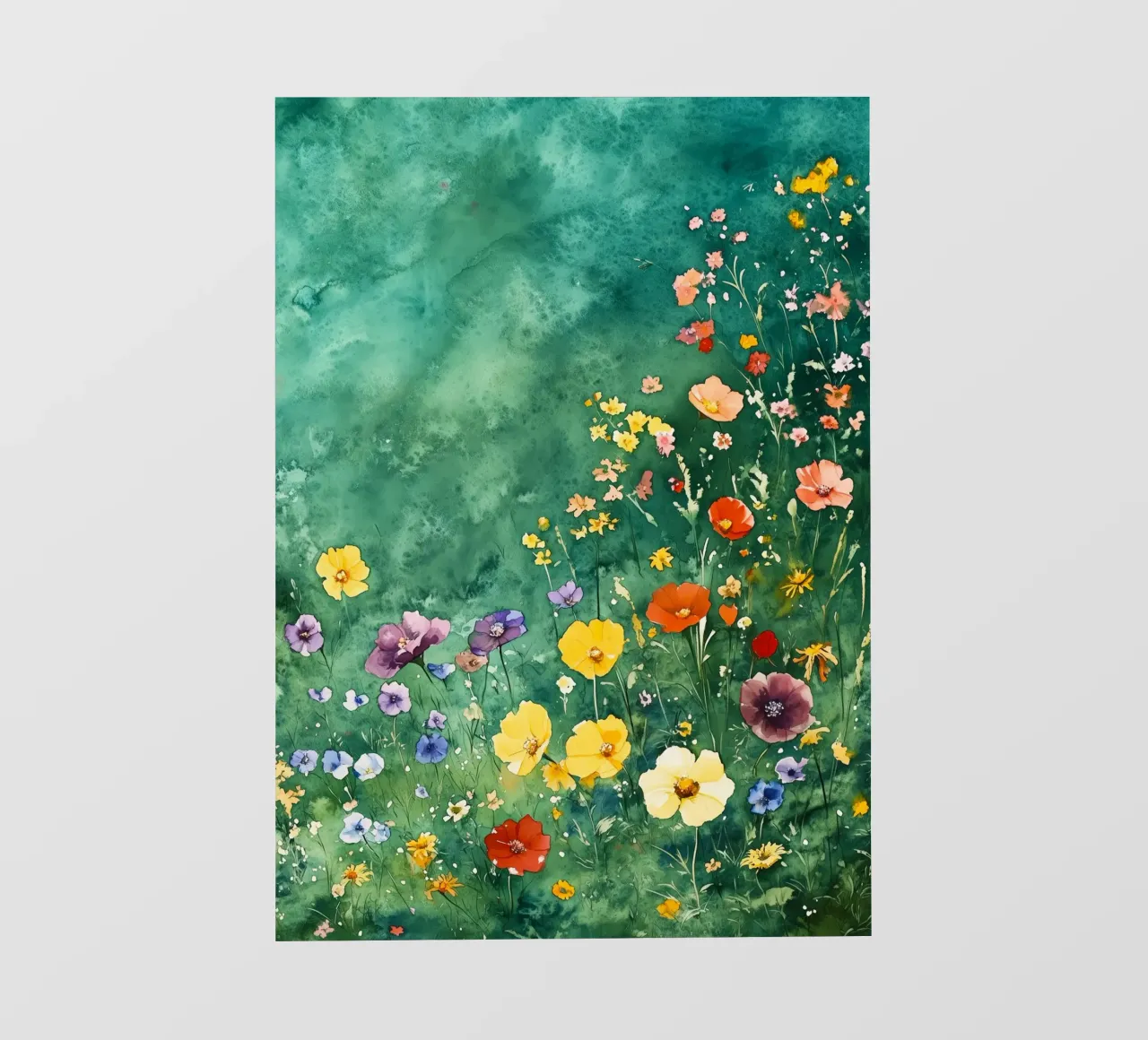 Prato verde con fiori telo in pvc da Justyna Jaszke JBJart