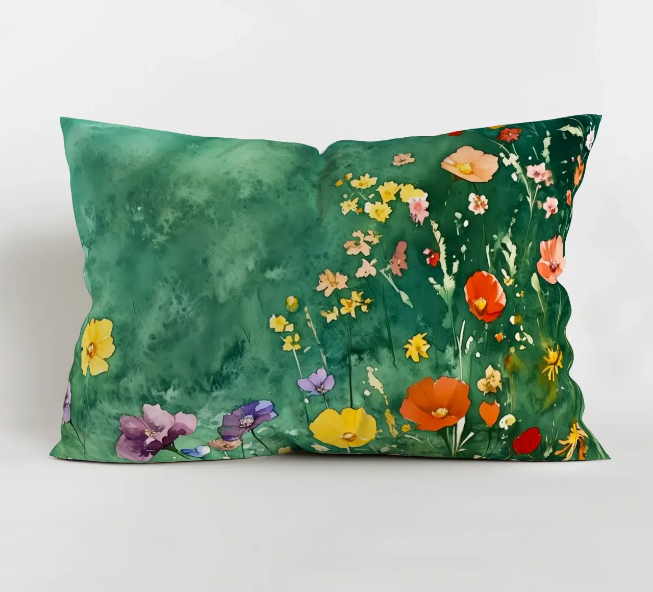 Prato verde con fiori cuscino da Justyna Jaszke JBJart