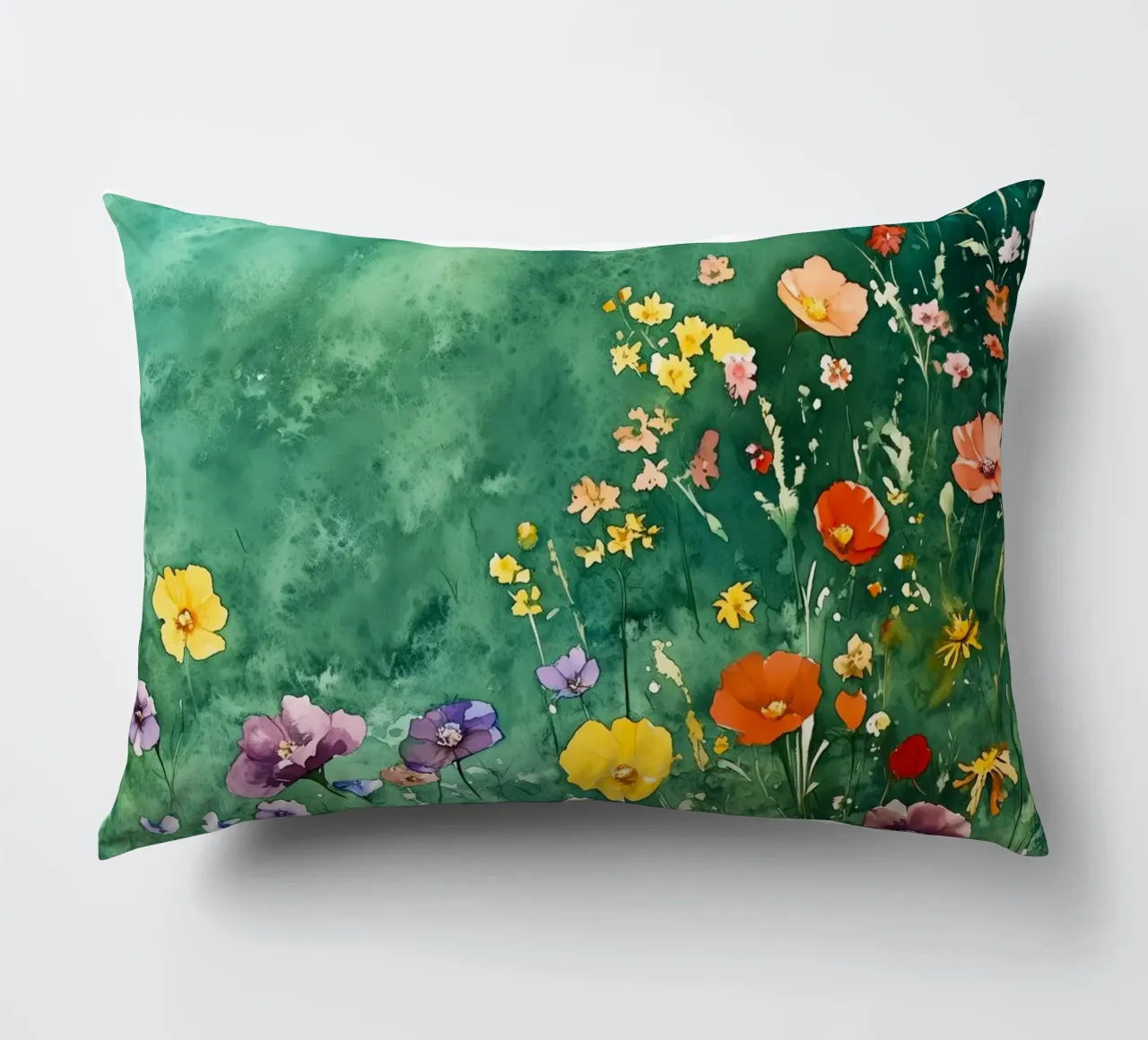 Prato verde con fiori cuscino da Justyna Jaszke JBJart