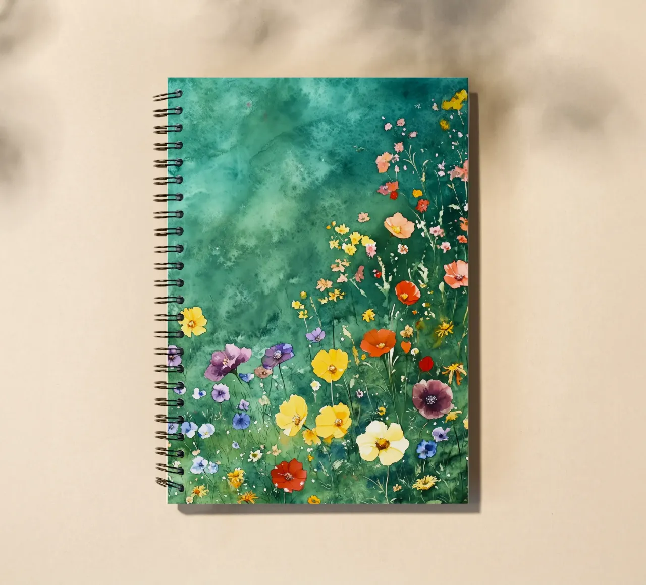 Green meadow with flowers spiral notebook by Justyna Jaszke JBJart