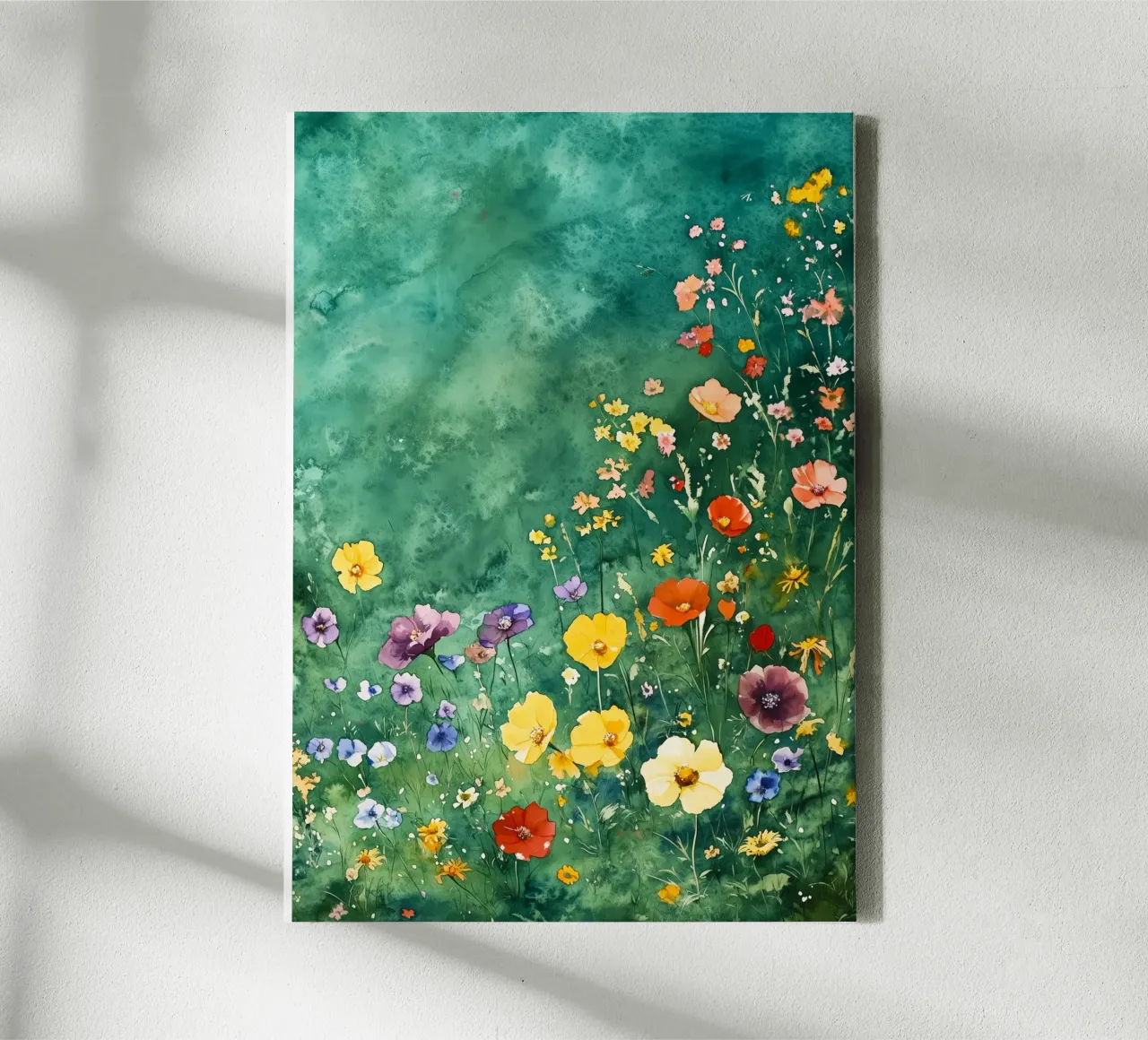 Groene weide met bloemen canvas met Baklijst van Justyna Jaszke JBJart
