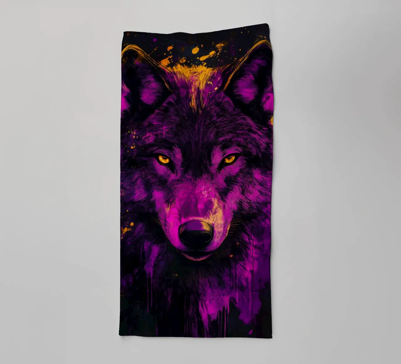 Purple wolf towel by Justyna Jaszke JBJart