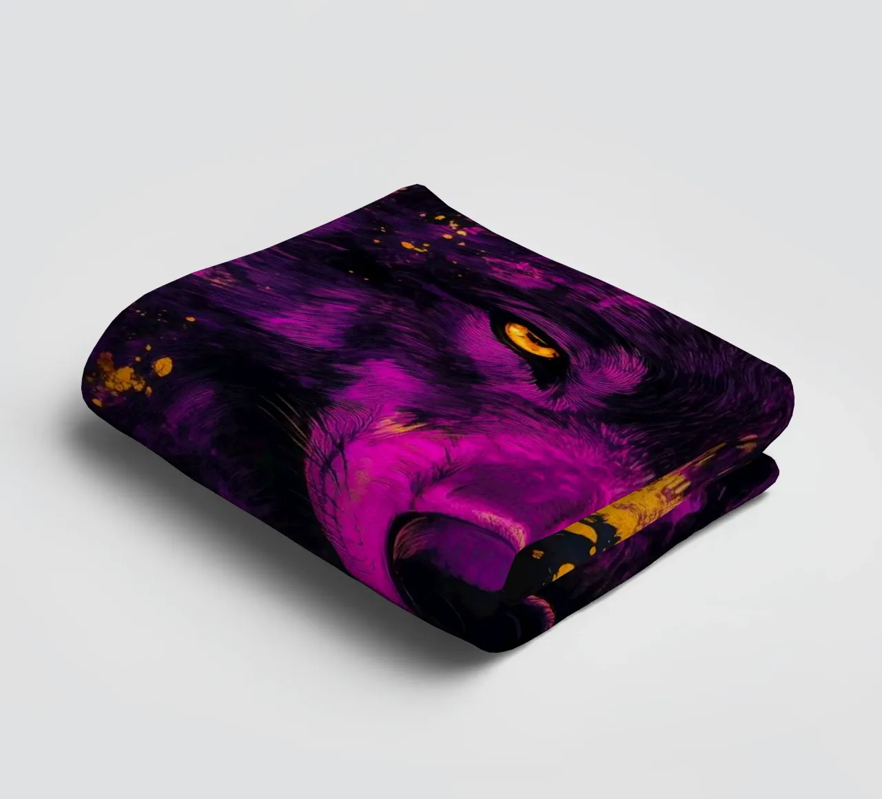 Purple wolf towel by Justyna Jaszke JBJart