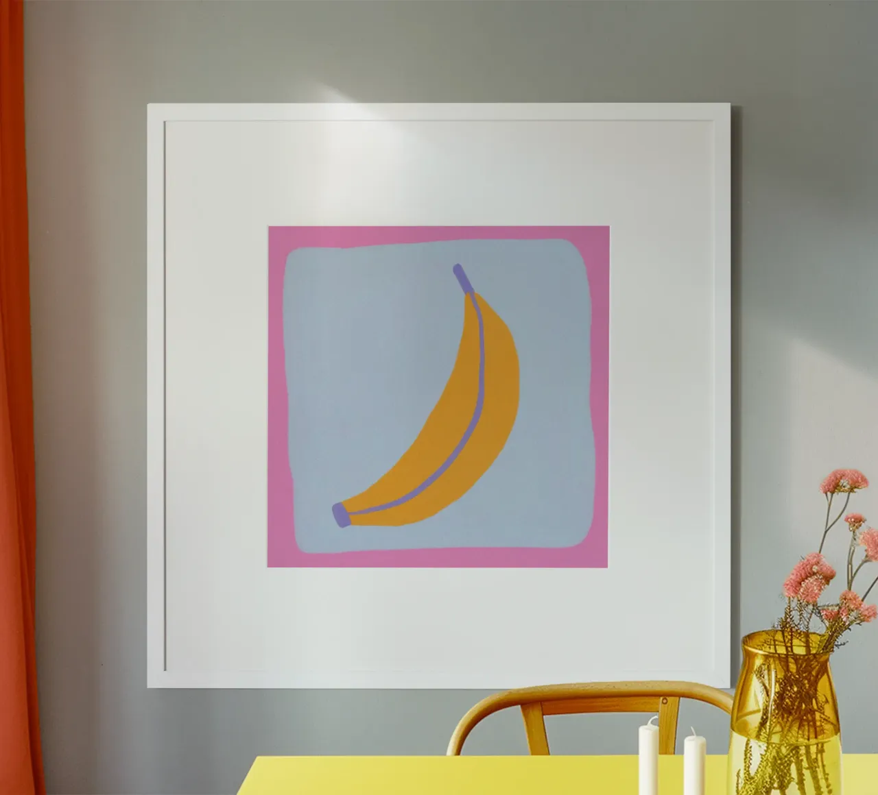 Banana carina poster con telaio in alluminio da Wackapacka