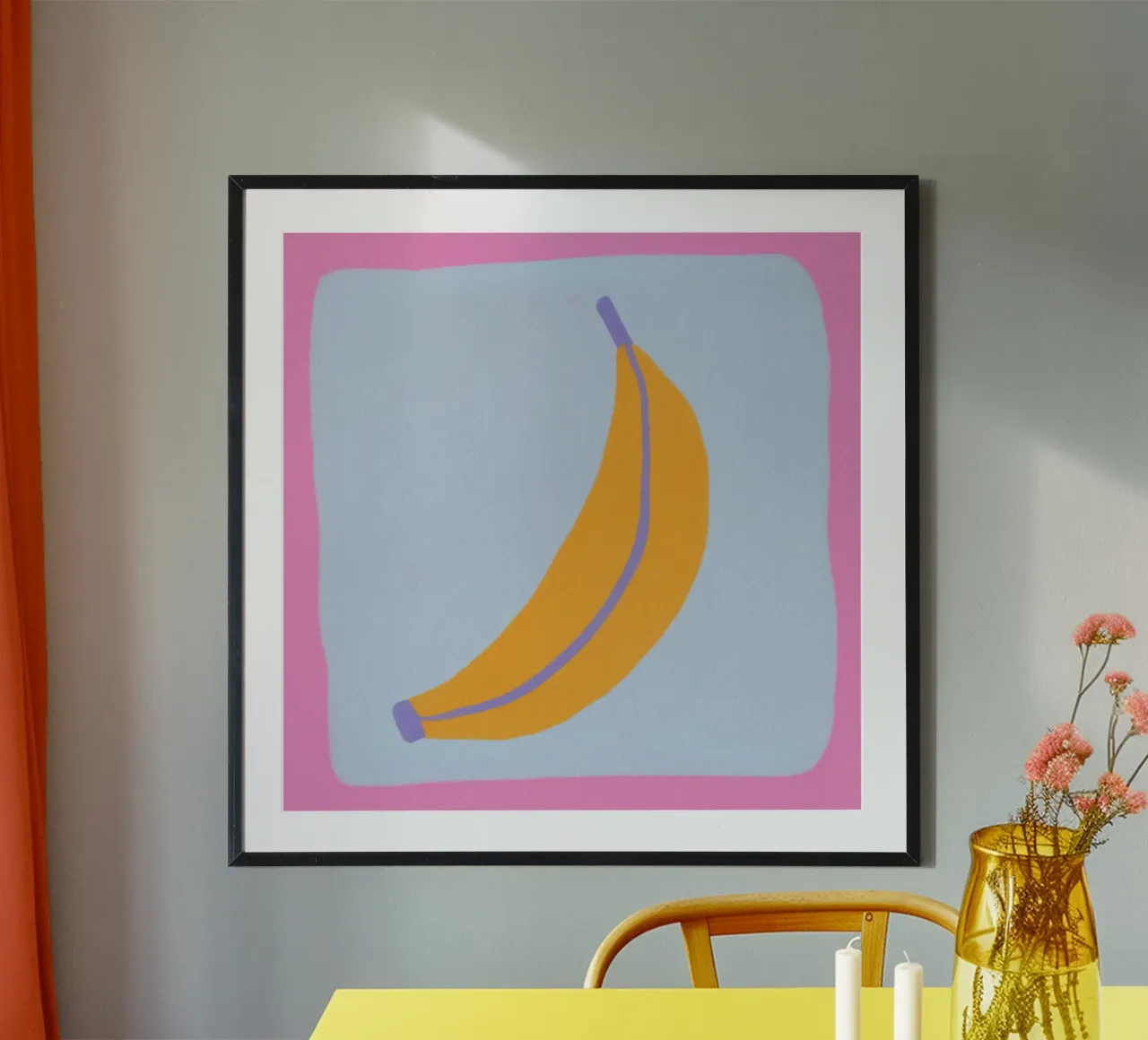 Banana carina poster con telaio in alluminio da Wackapacka