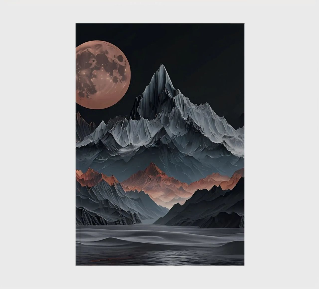 Lunar Majesty over the Obsidian Peaks notebook by Artistic-shop