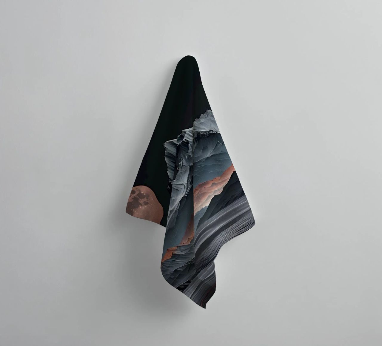 Lunar Majesty over the Obsidian Peaks towel by Artistic-shop