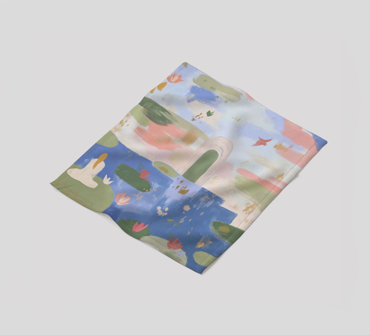 Lily Pond, Boho Abstract Print, Colourful Modern Wall Art fleece blanket by Boheme