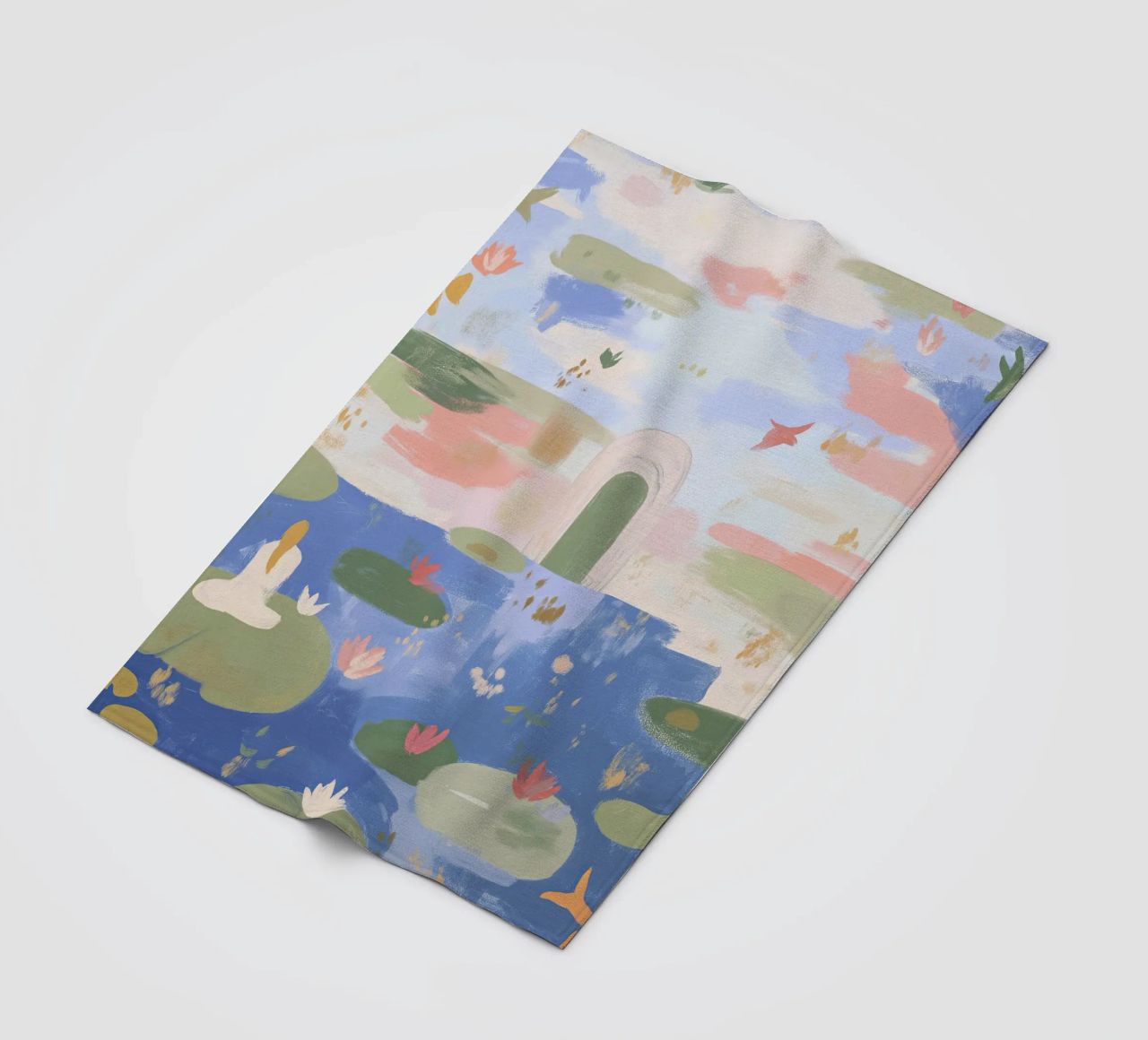 Lily Pond, Boho Abstract Print, Colourful Modern Wall Art fleece blanket by Boheme