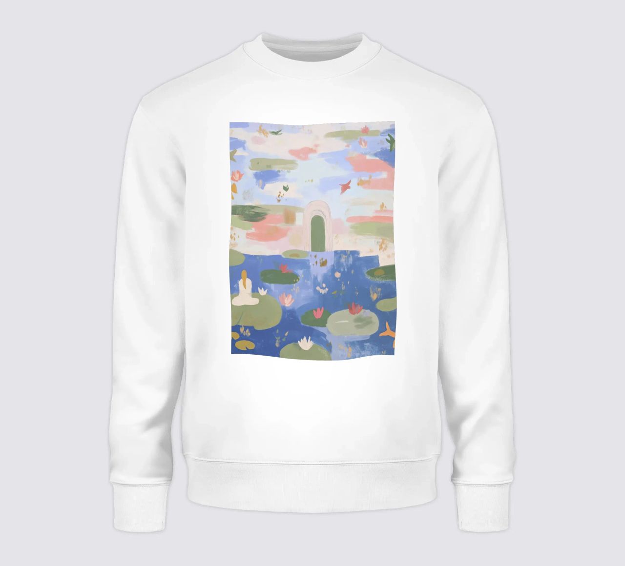Lily Pond, Boho Abstract Print, Colourful Modern Wall Art sweatshirt by Boheme