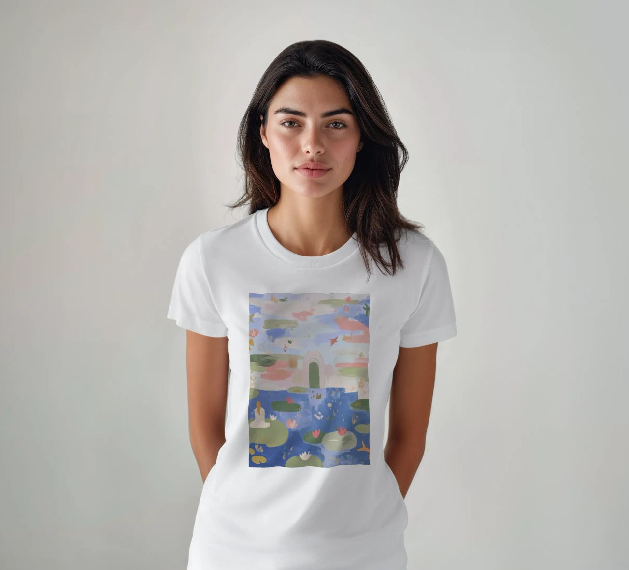 Lily Pond, Boho Abstract Print, Colourful Modern Wall Art t-shirt by Boheme