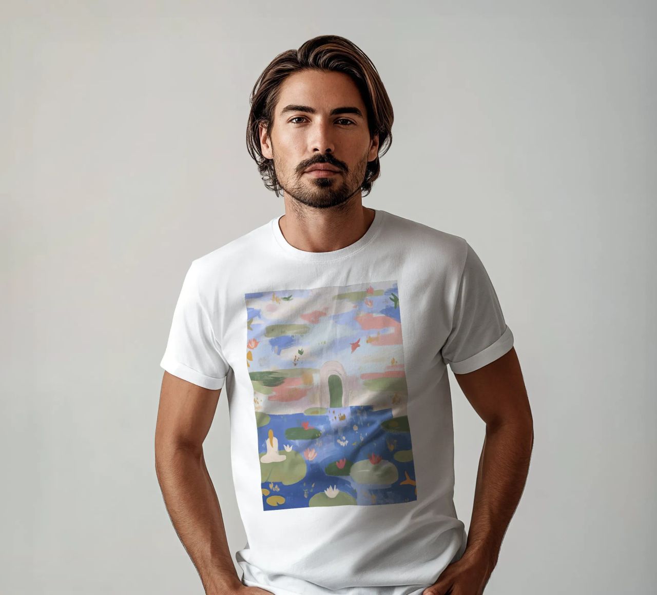 Lily Pond, Boho Abstract Print, Colourful Modern Wall Art t-shirt by Boheme