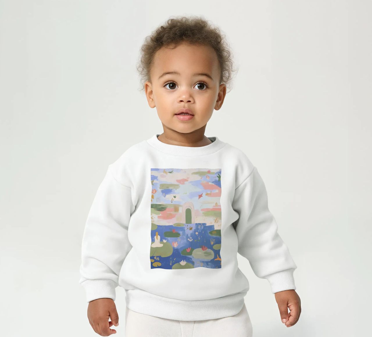 Lily Pond, Boho Abstract Print, Colourful Modern Wall Art (étang aux nénuphars), art mural moderne et coloré sweat pour bébé de Boheme