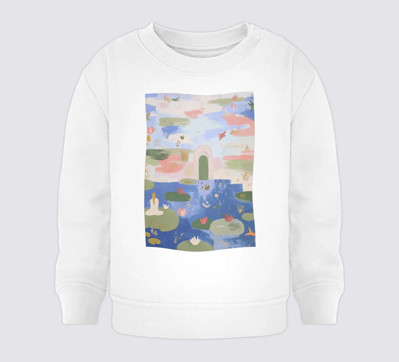Lily Pond, Boho Abstract Print, Colourful Modern Wall Art (étang aux nénuphars), art mural moderne et coloré sweat pour bébé de Boheme