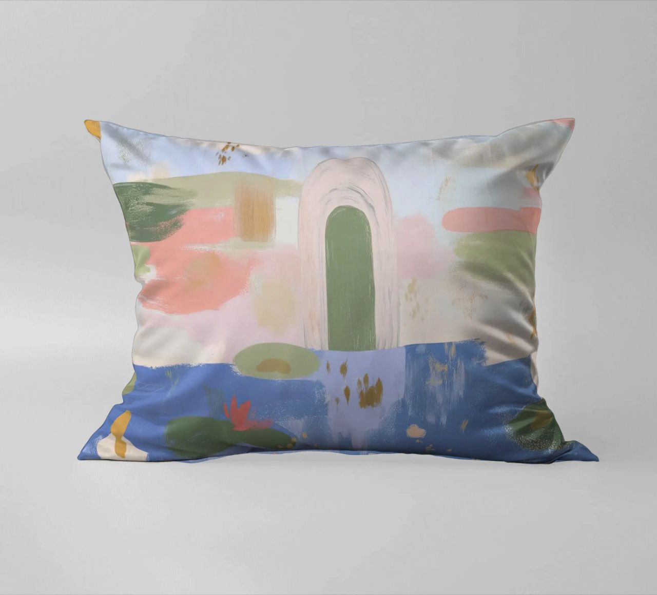 Lily Pond, Boho Abstract Print, Colourful Modern Wall Art decorative cushion by Boheme