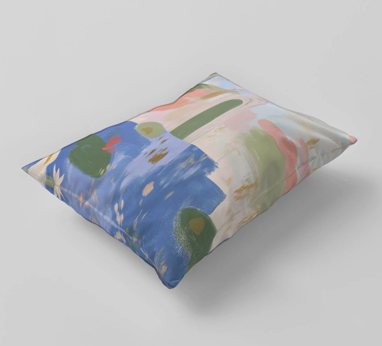Lily Pond, Boho Abstract Print, Colourful Modern Wall Art decorative cushion by Boheme