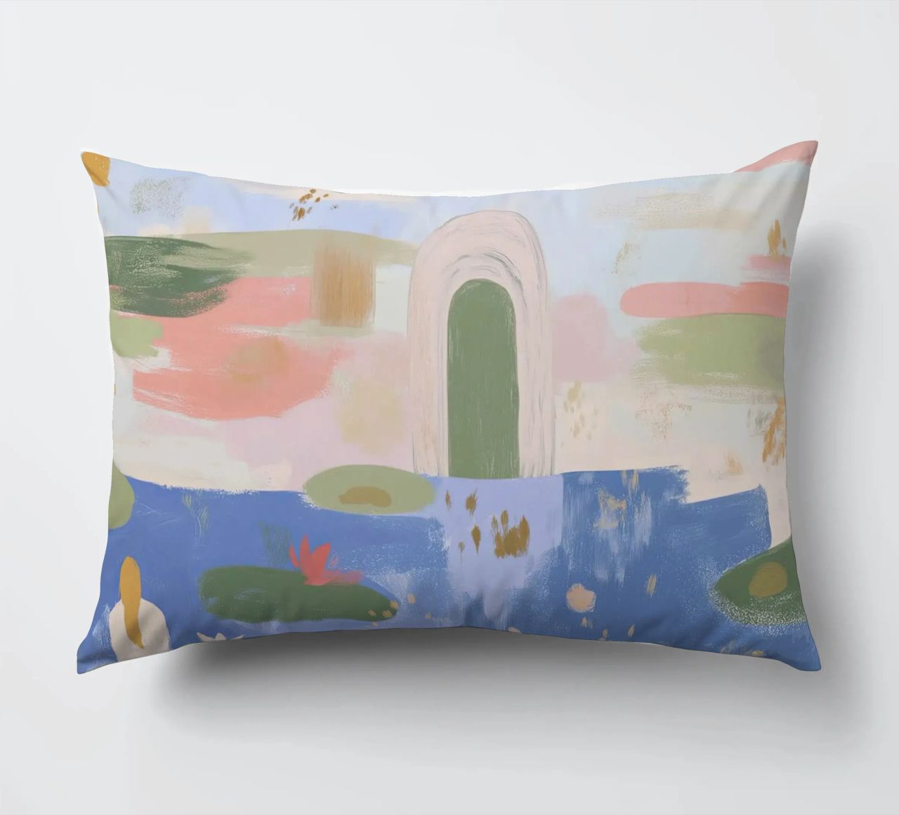 Lily Pond, Boho Abstract Print, Colourful Modern Wall Art decorative cushion by Boheme