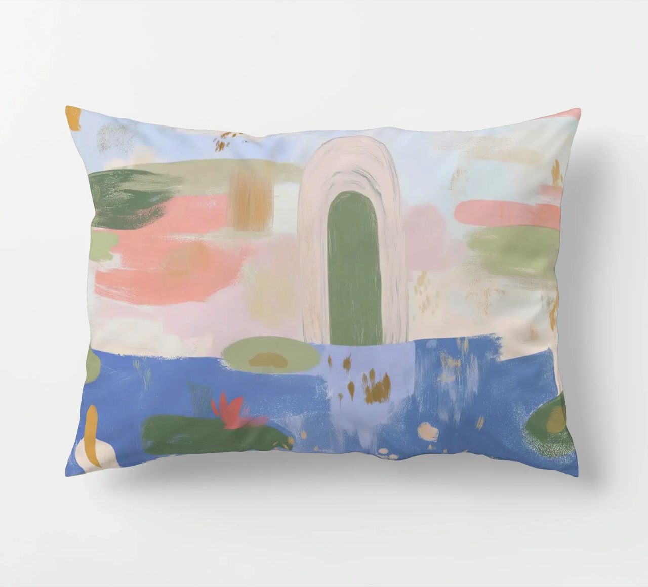 Lily Pond, Boho Abstract Print, Colourful Modern Wall Art decorative cushion by Boheme