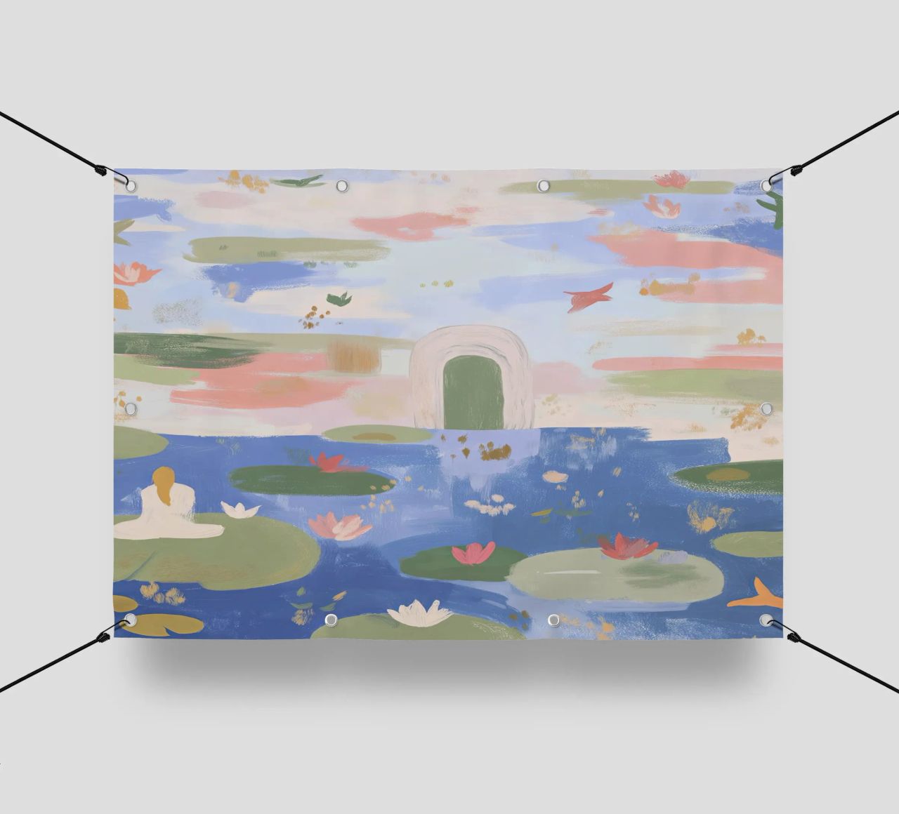 Lily Pond, Boho Abstract Print, Colourful Modern Wall Art (étang aux nénuphars), art mural moderne et coloré bâche pvc de Boheme