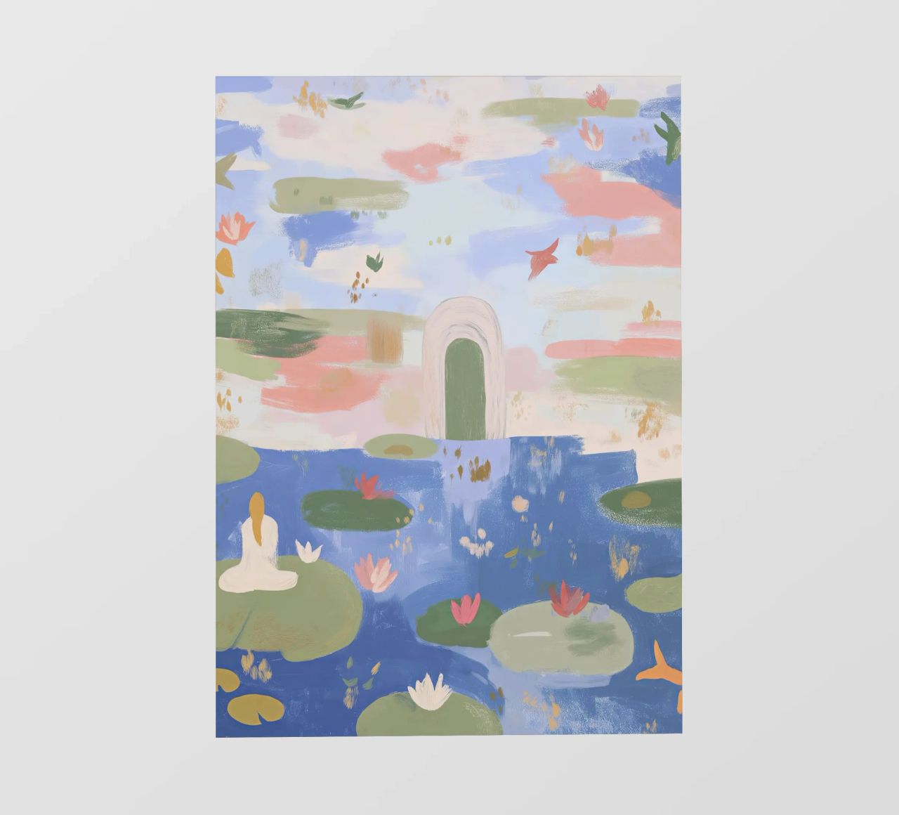 Lily Pond, Boho Abstract Print, Colourful Modern Wall Art (étang aux nénuphars), art mural moderne et coloré bâche pvc de Boheme