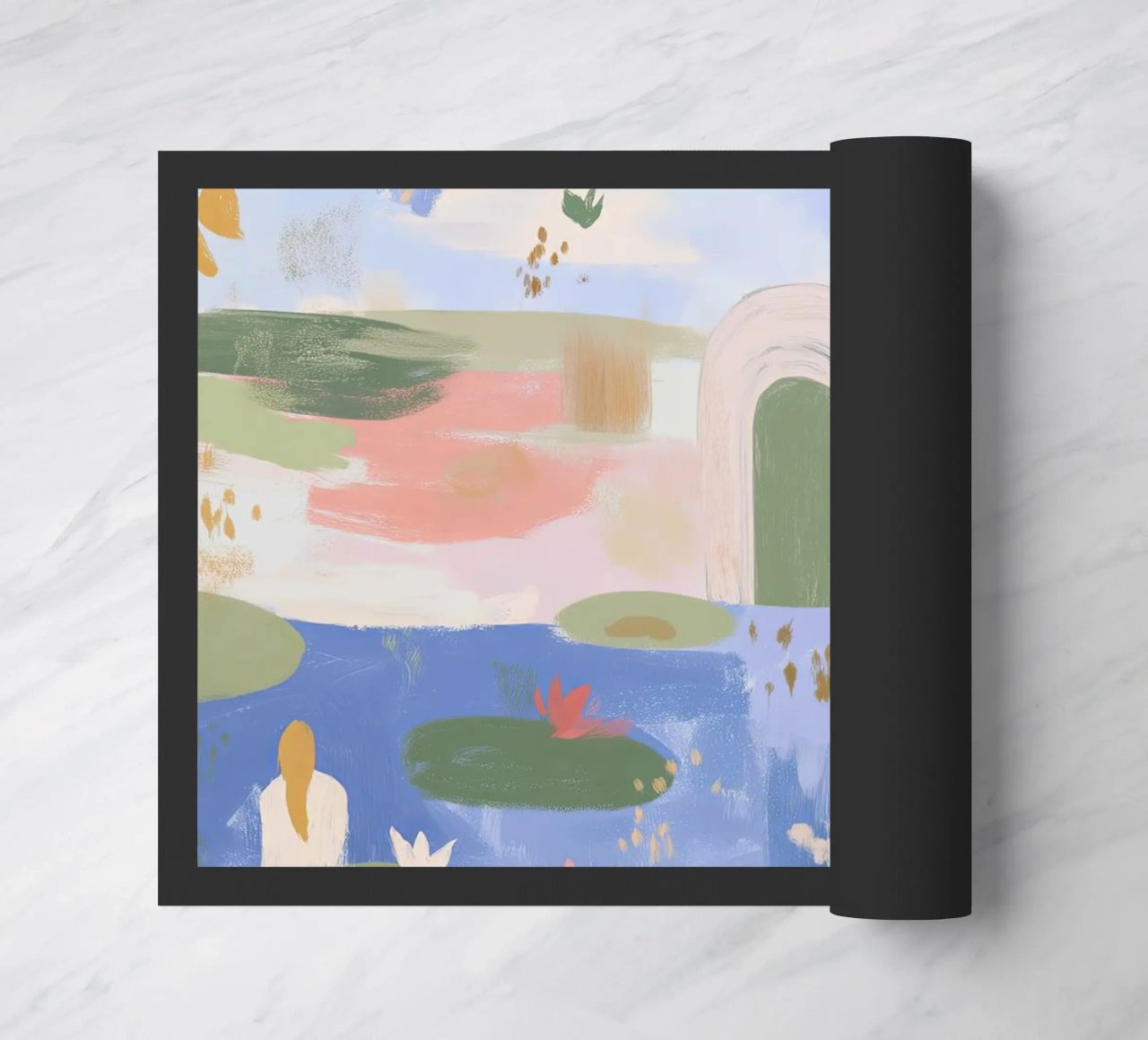 Lily Pond, Boho Abstract Print, Colourful Modern Wall Art doormat by Boheme