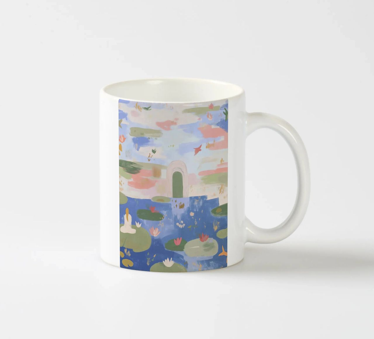 Lily Pond, Boho Abstract Print, Colourful Modern Wall Art (étang aux nénuphars), art mural moderne et coloré mug en céramique de Boheme