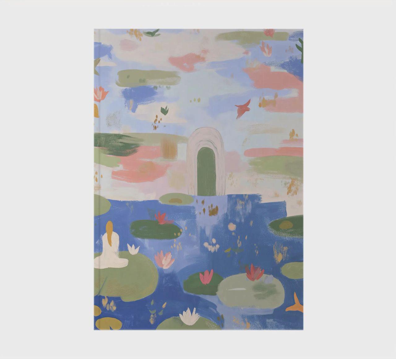Lily Pond, Boho Abstract Print, Colourful Modern Wall Art notebook by Boheme