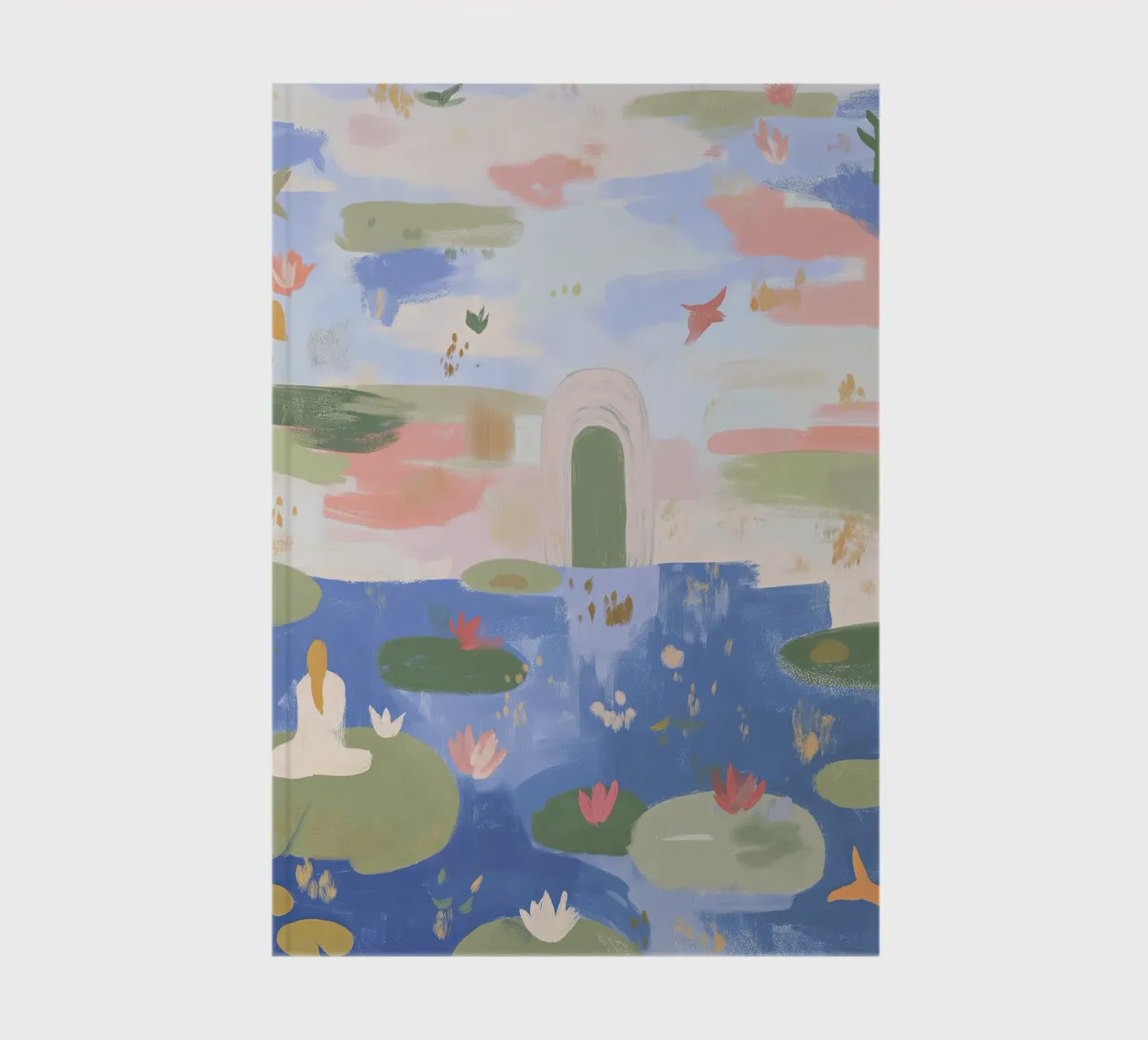 Lily Pond, Boho Abstract Print, Colourful Modern Wall Art (étang aux nénuphars), art mural moderne et coloré carnet de notes de Boheme